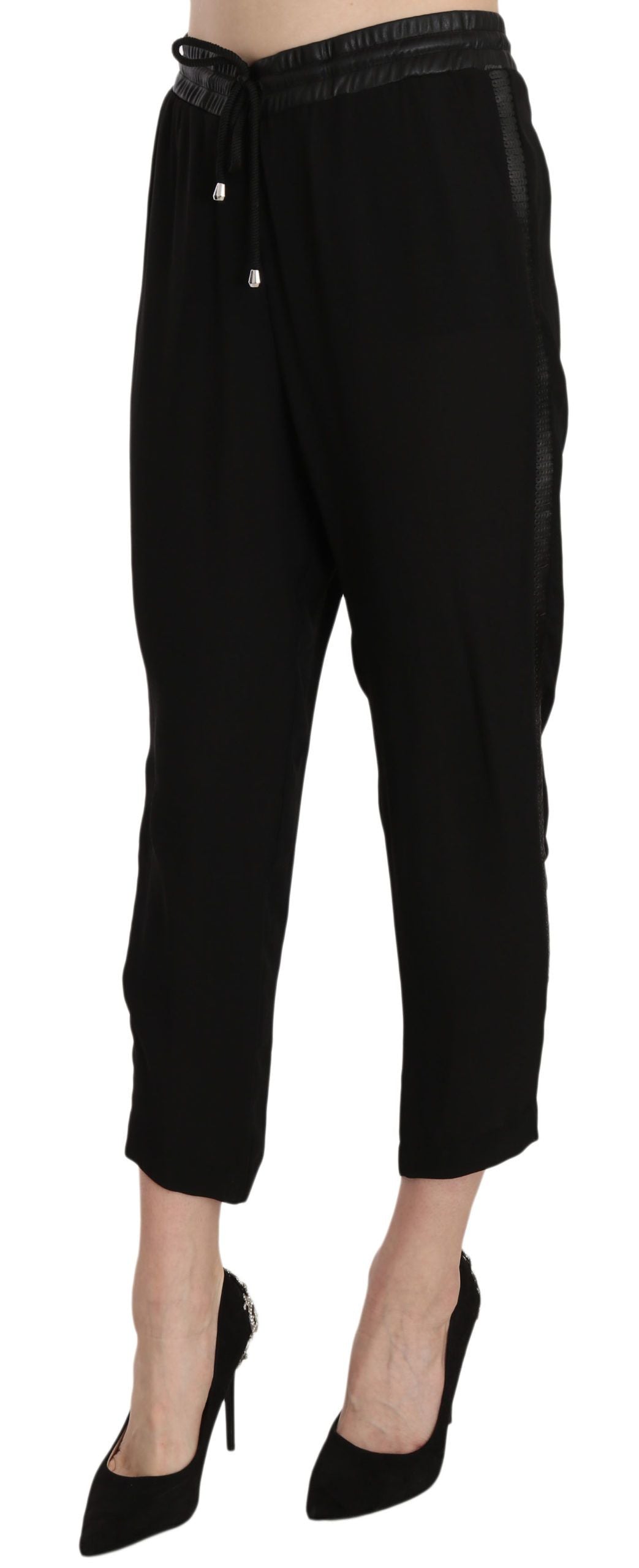 Chic High Waist Cropped Pants in Elegant Black