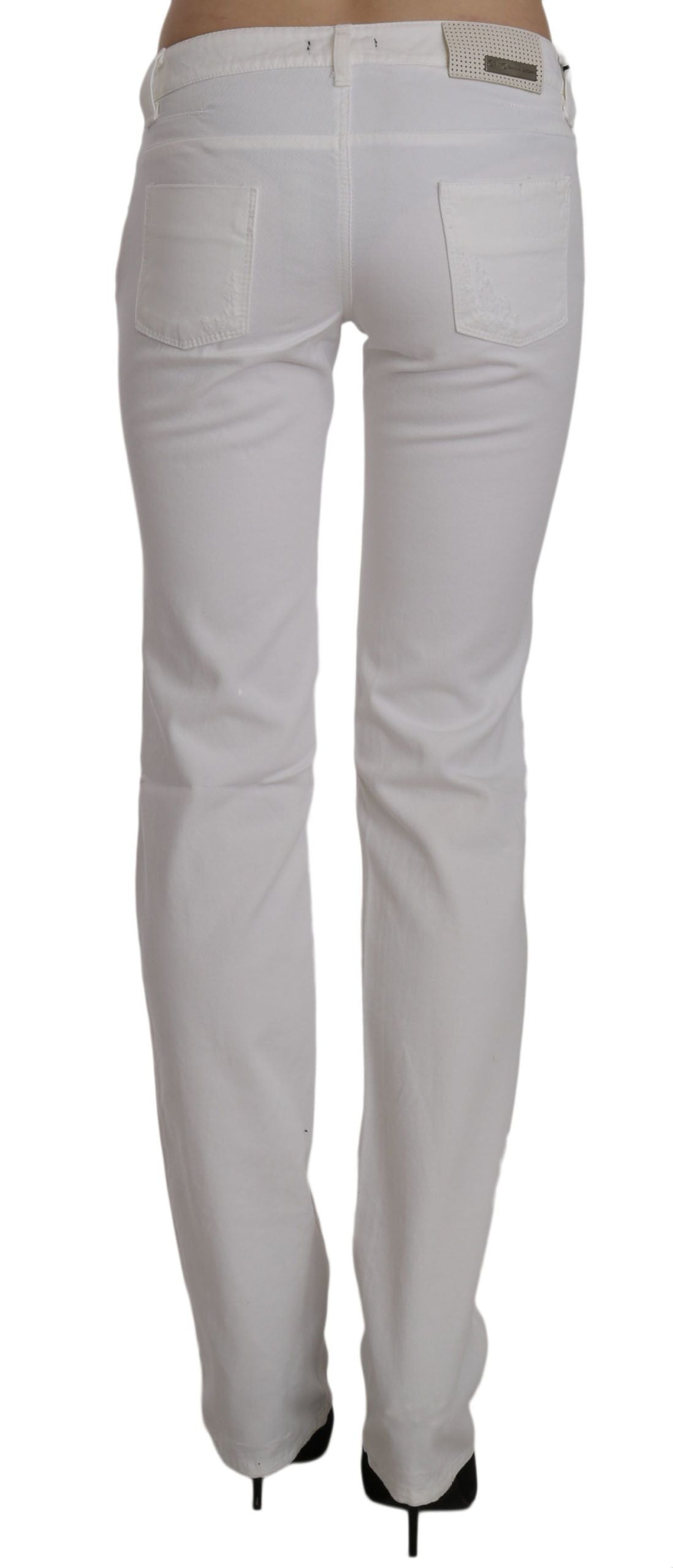 Chic White Slim Fit Cotton Jeans