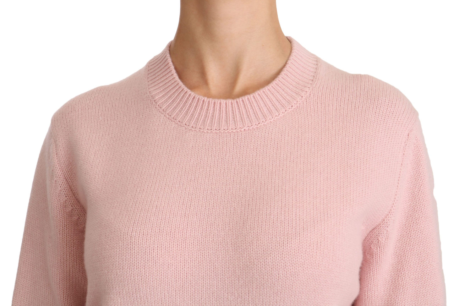 Cashmere-Blend Pink Crew Neck Sweater