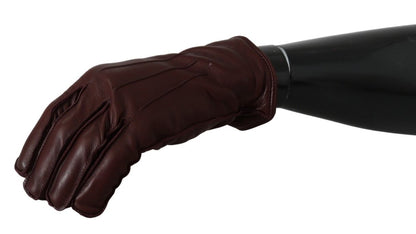 Elegant Maroon Wrist-Length Lambskin Gloves