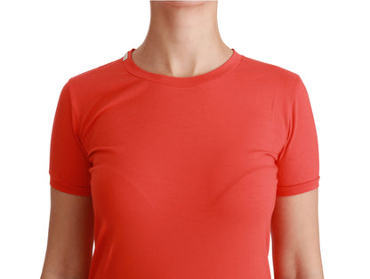 Elegant Red Crewneck Short Sleeve Tee