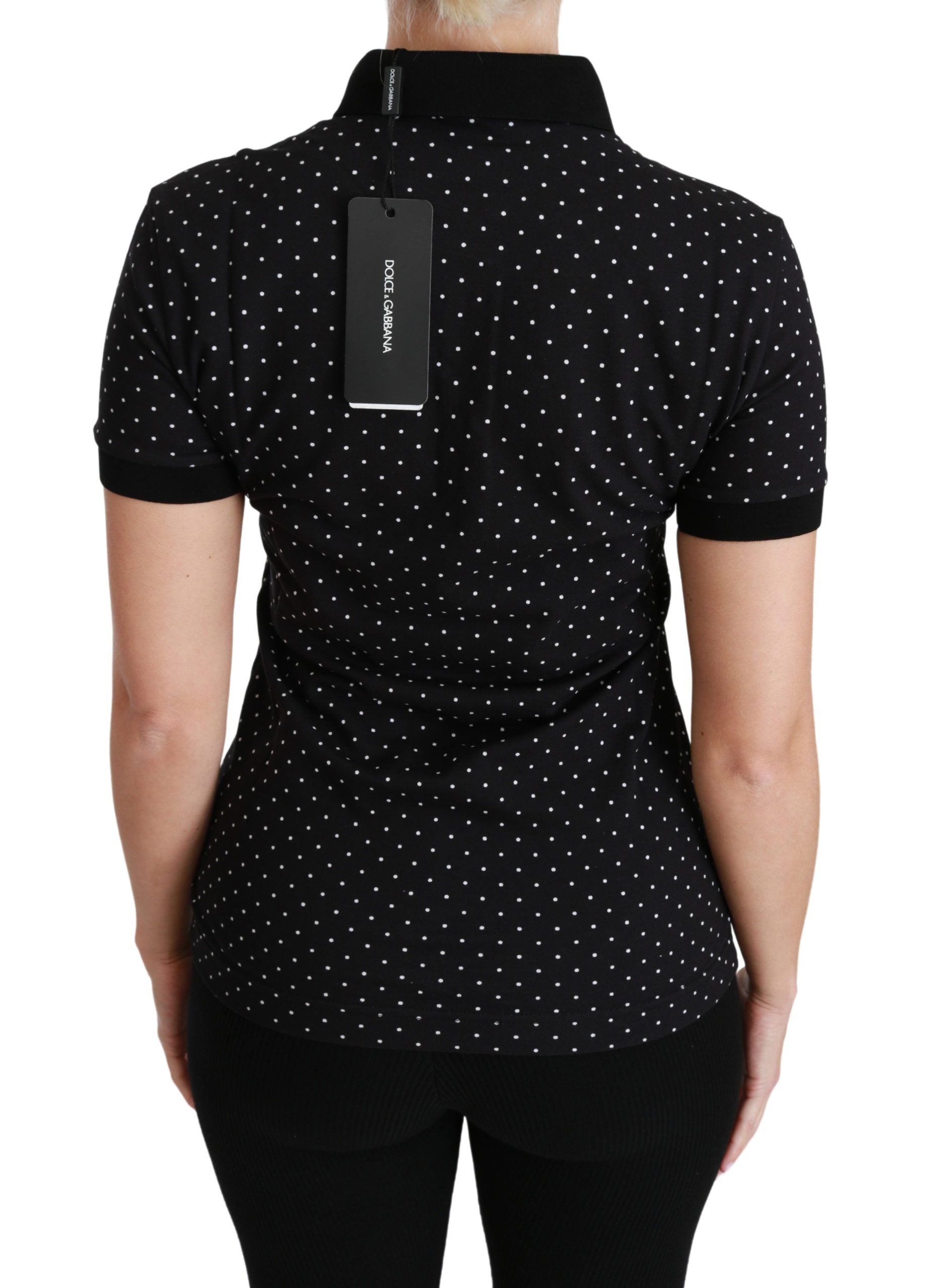 Elegant Black Dotted Polo Shirt