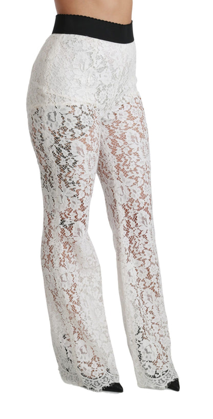 Elegant White Lace High Waist Pants