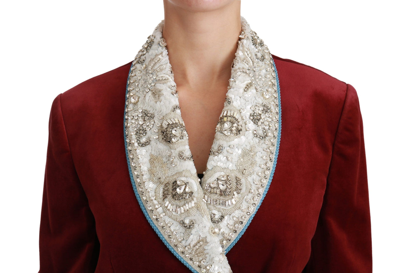 Opulent Red Baroque Detail Blazer