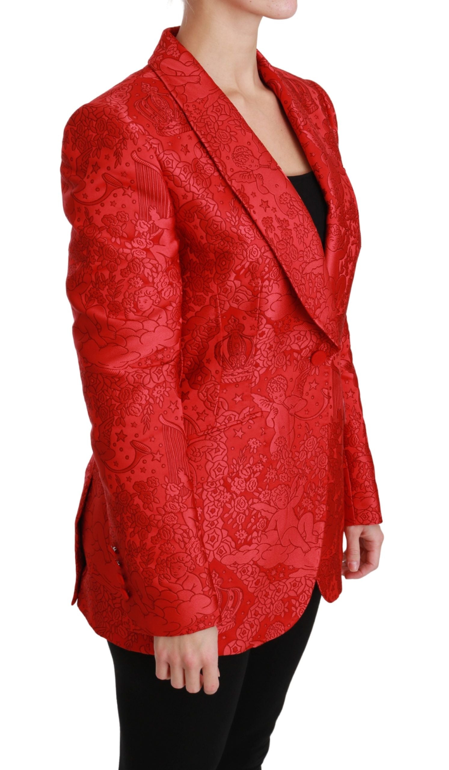 Red Floral Angel Pattern Blazer