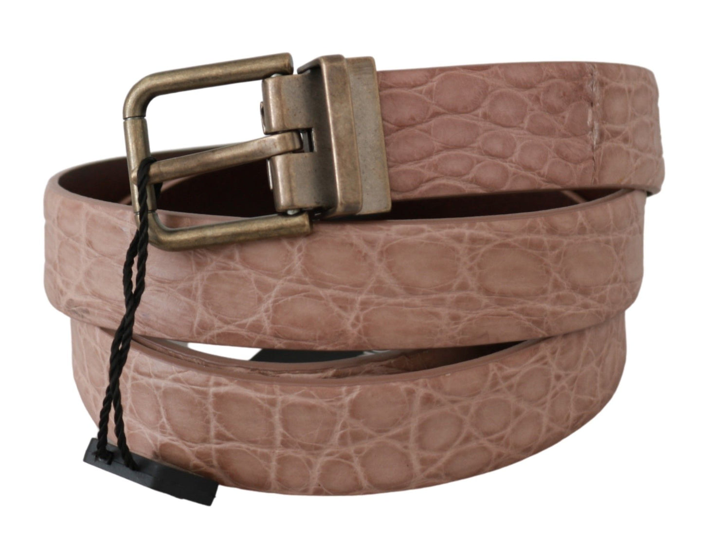 Elegant Exotic Skin Brushed Gold Buckle Belt