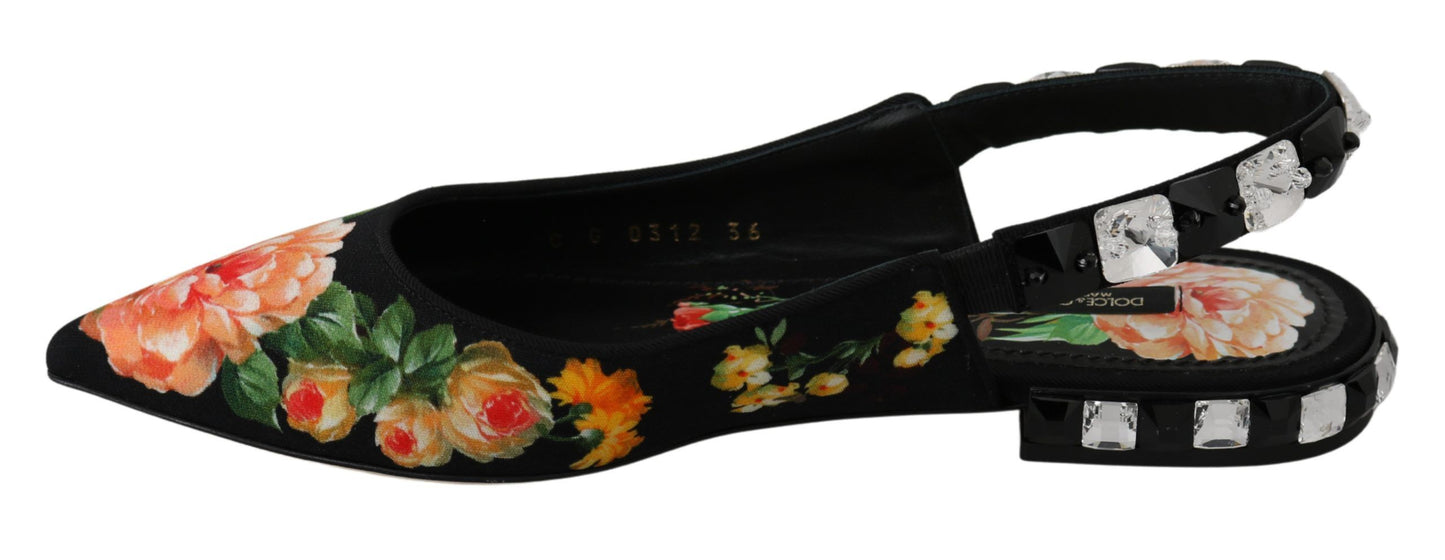 Elegant Crystal-Embellished Floral Flats