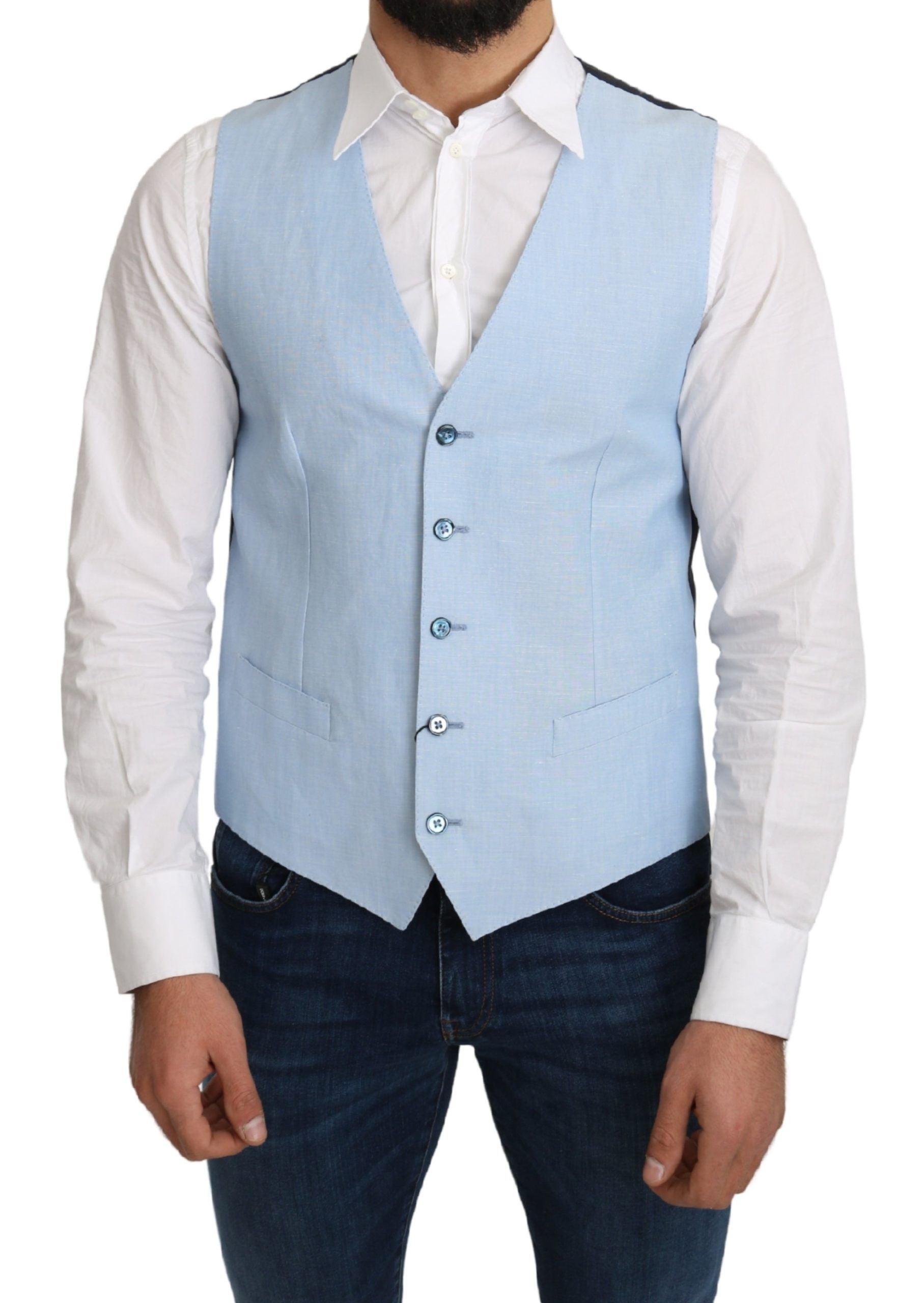 Elegant Azure Men's Formal Vest