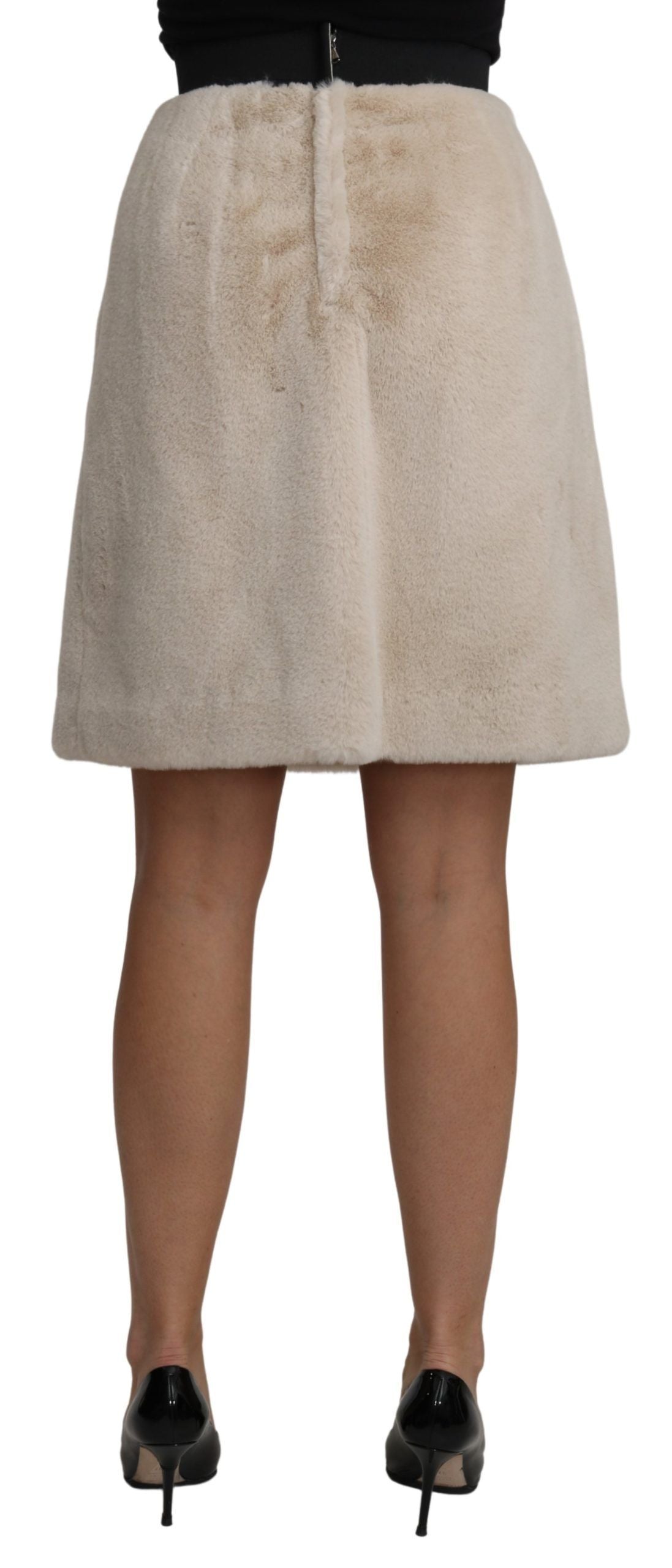 Beige High Waist A-Line Mini Skirt