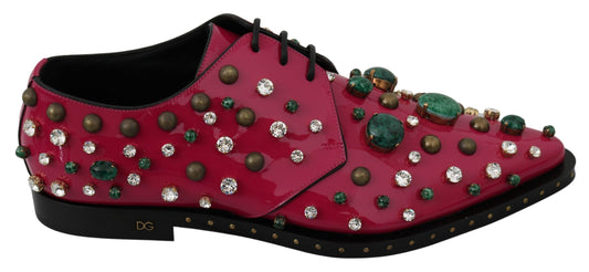 Fuchsia Pink Crystal Patent Flats