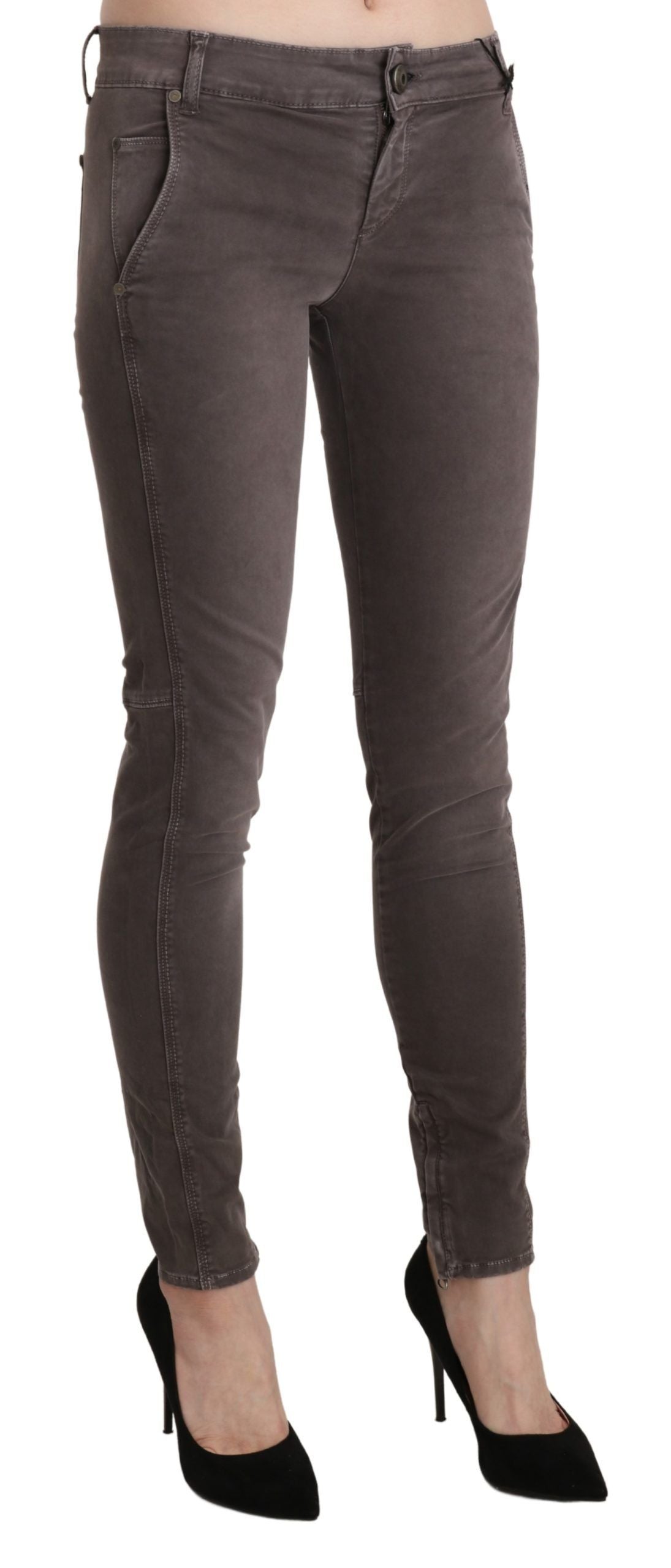 Chic Brown Low Waist Skinny Trousers