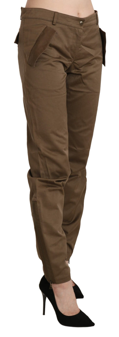 Chic Brown Mid Waist Straight Trousers