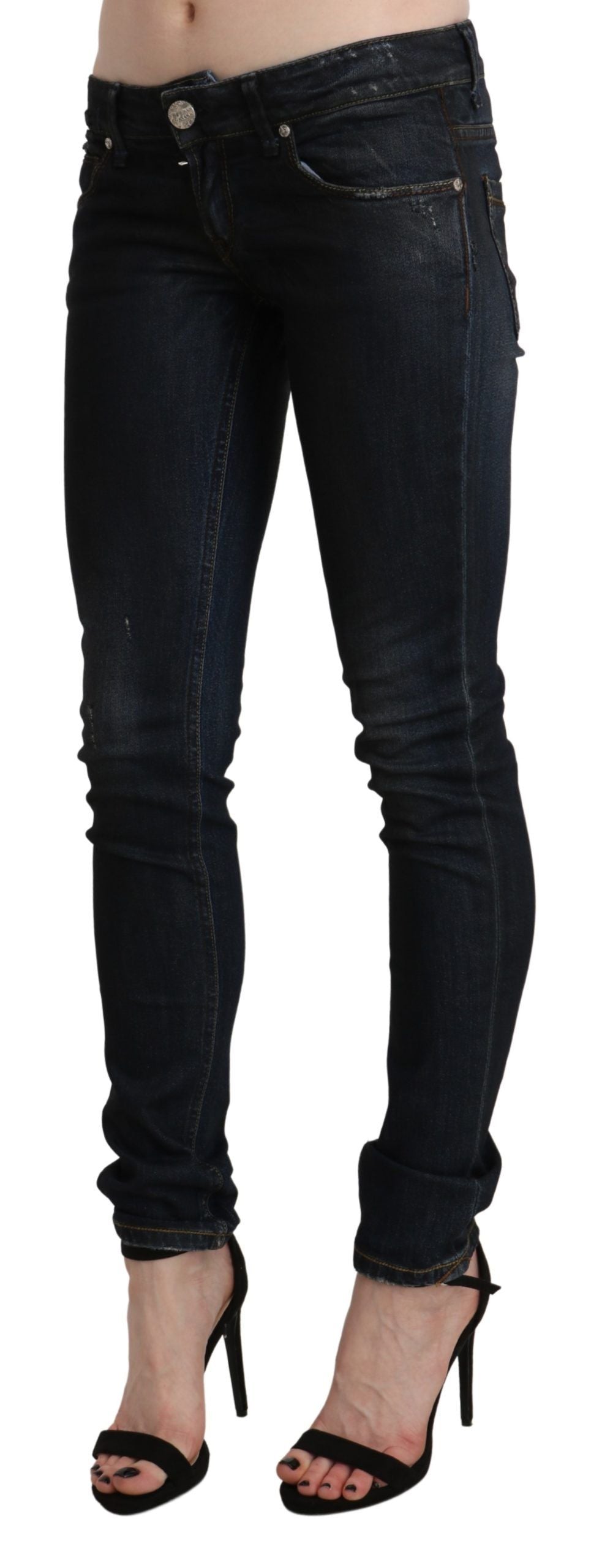 Chic Low Waist Skinny Black Jeans