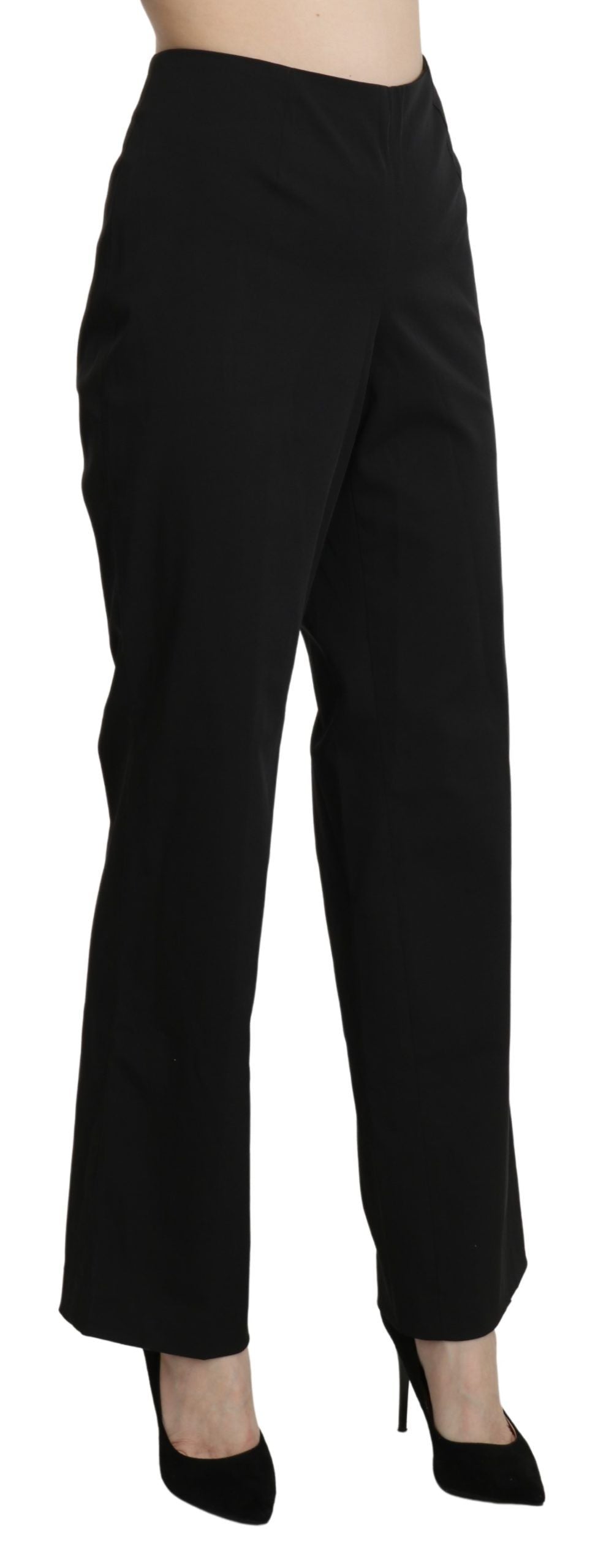 Elegant High Waist Straight Black Pants