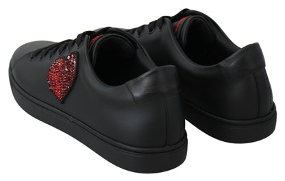 Elegant Leather Sneakers with Red Accents