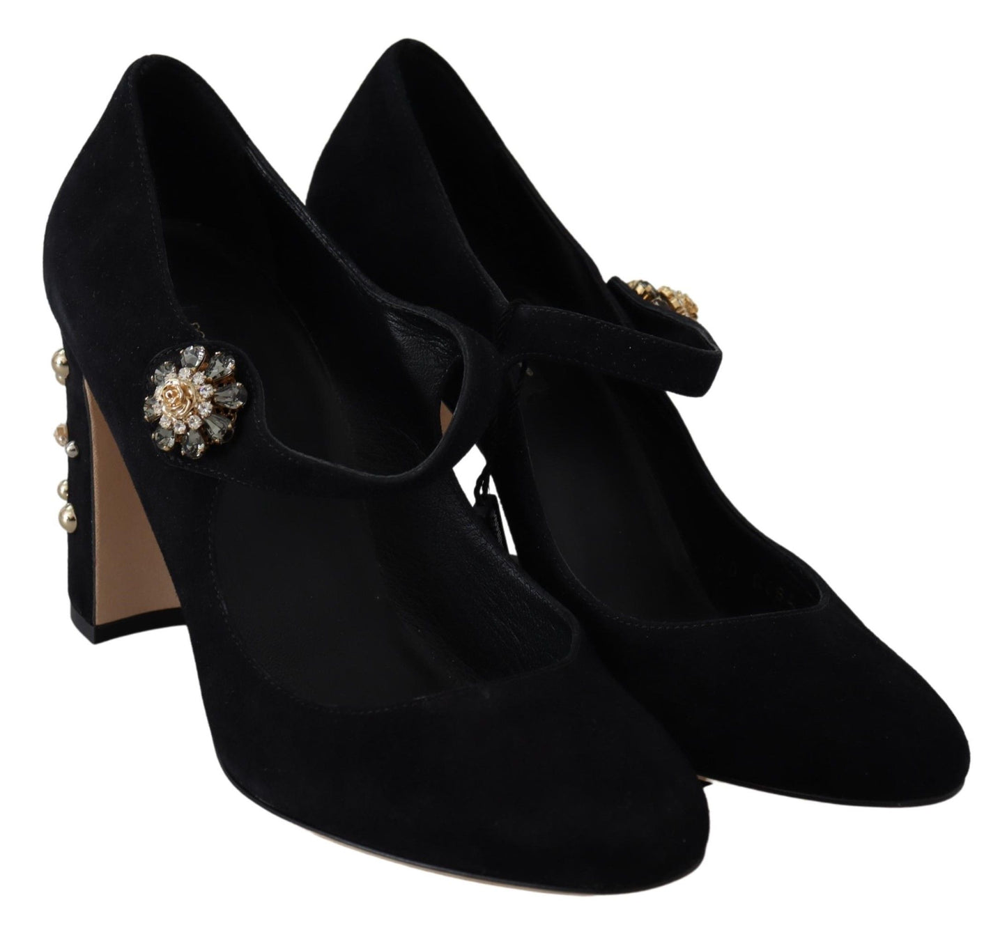 Elegant Black Suede Mary Janes Pumps