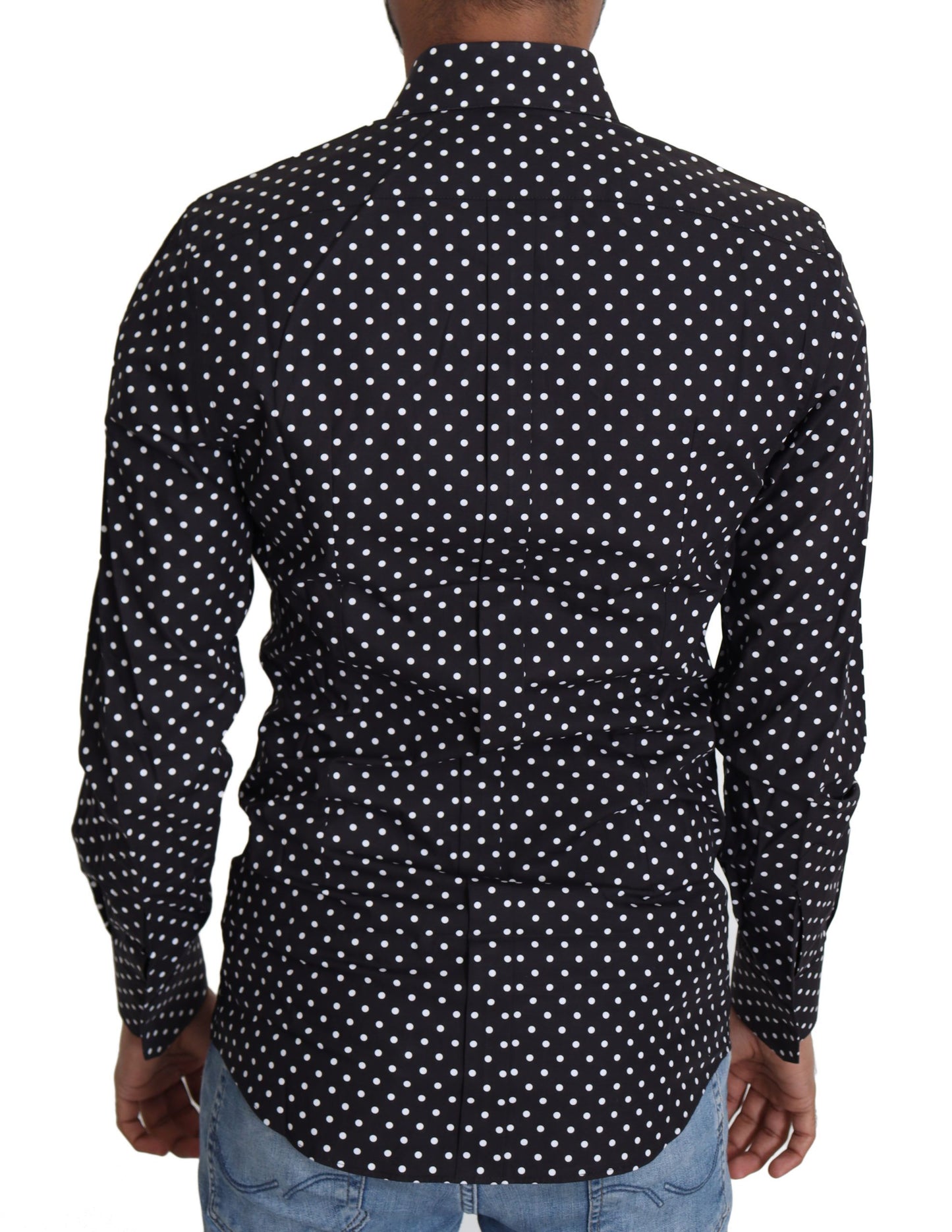 Elegant Polka Dot Men's Long Sleeve Shirt