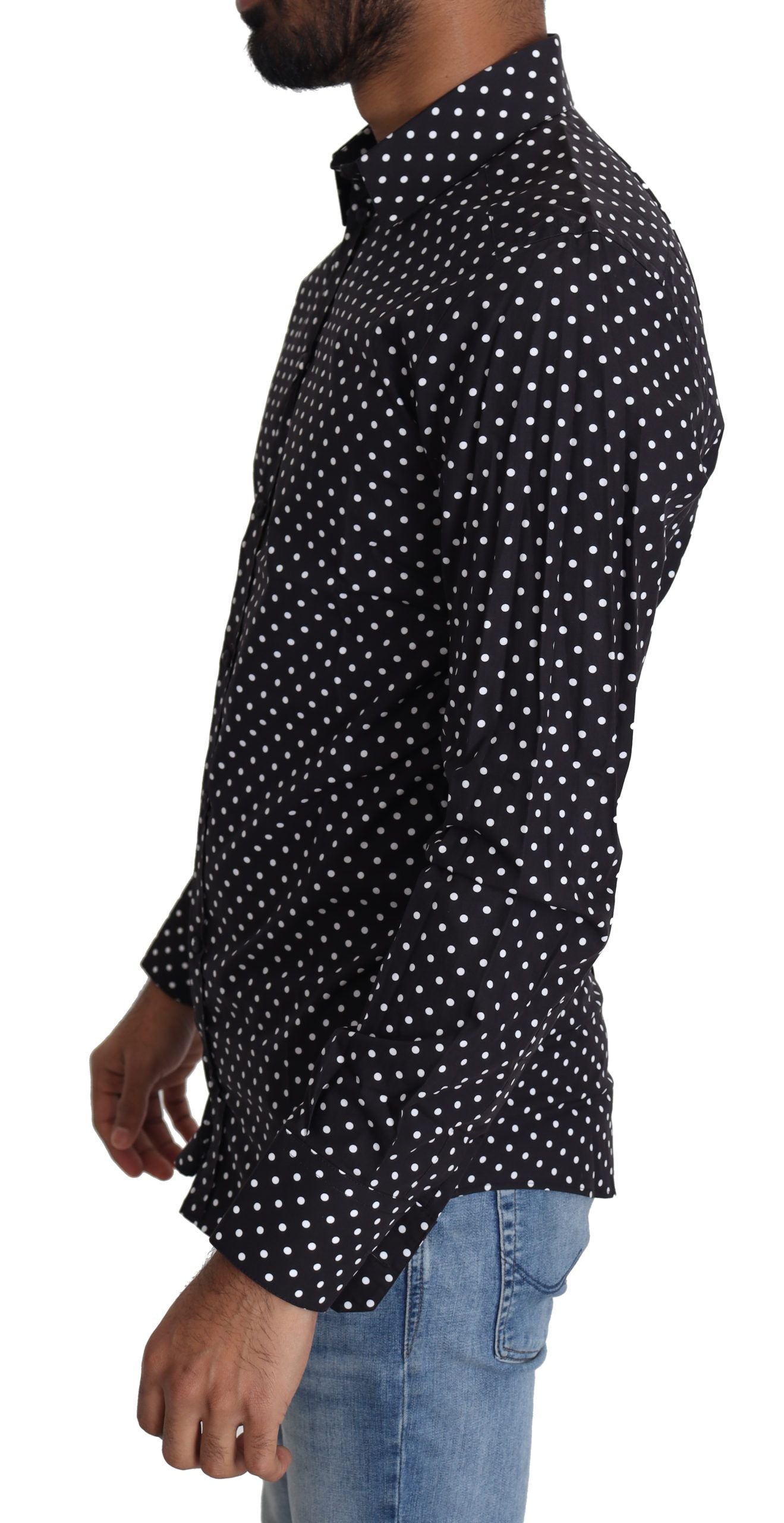 Elegant Polka Dot Men's Long Sleeve Shirt