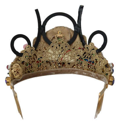 Stunning Crystal Diadem Tiara - Gold Multicolor