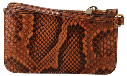 Elegant Python Patterned Leather Wristlet