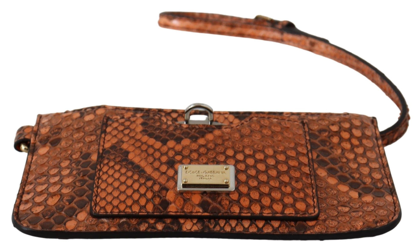 Elegant Python Patterned Leather Wristlet