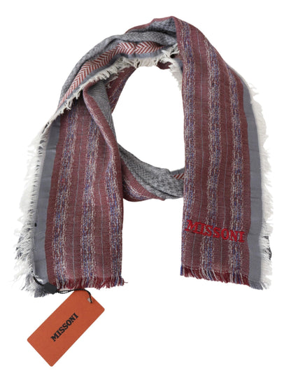 Chic Multicolor Wool Blend Designer Scarf