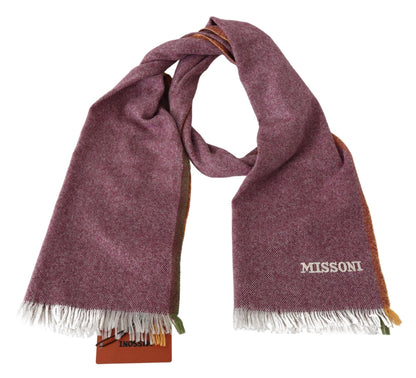 Chic Maroon Cashmere Scarf with Logo Embroidery