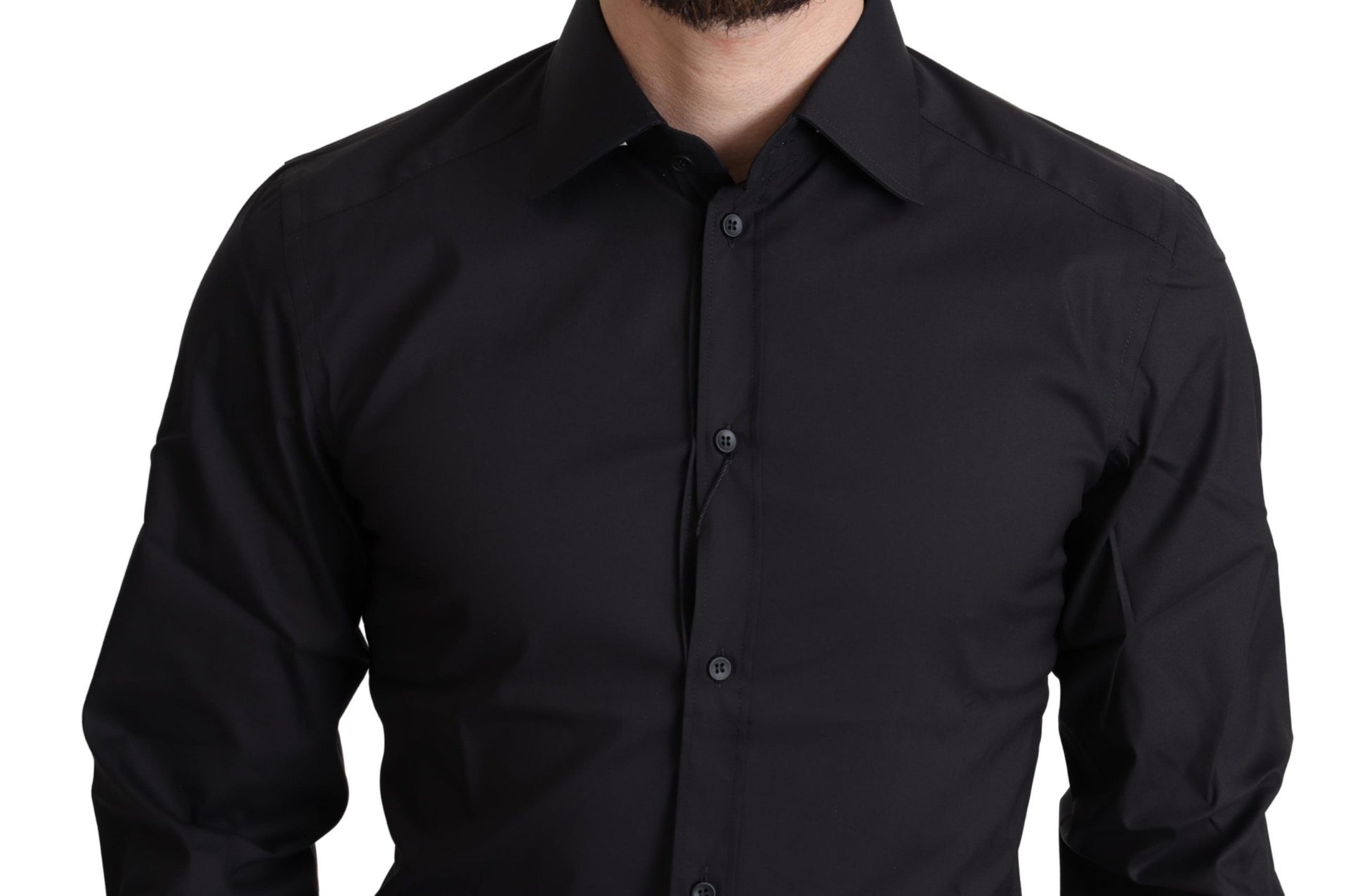 Elegant Black Gold Slim Fit Dress Shirt