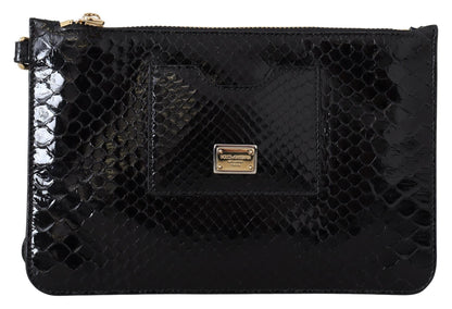 Exotic Leather Black Wristlet Wallet