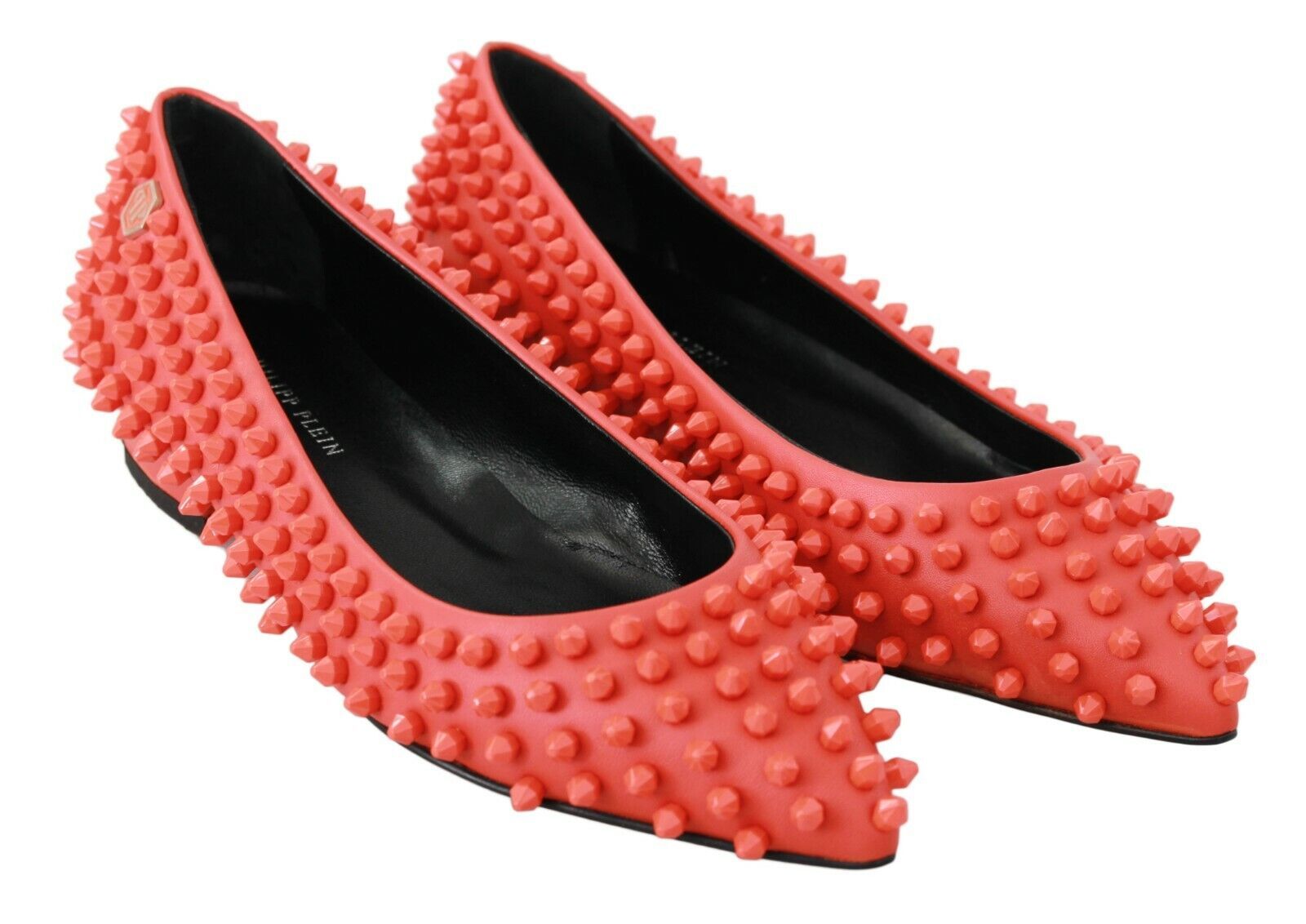 Vibrant Orange Pointed Leather Flats