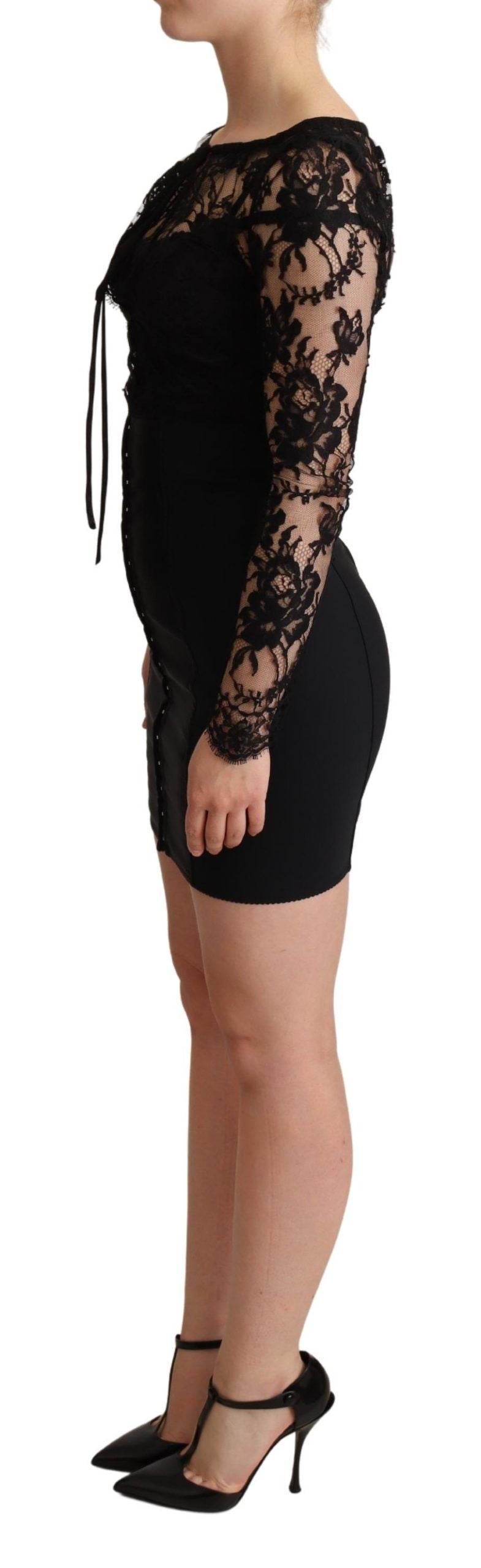 Elegant Black Lace Mini-Dress Delight