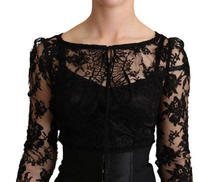 Elegant Black Lace Mini-Dress Delight