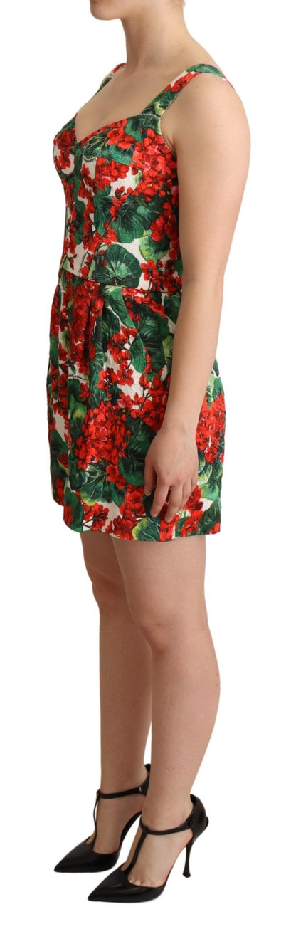 Chic Red Geranium Print Sleeveless Jumpsuit