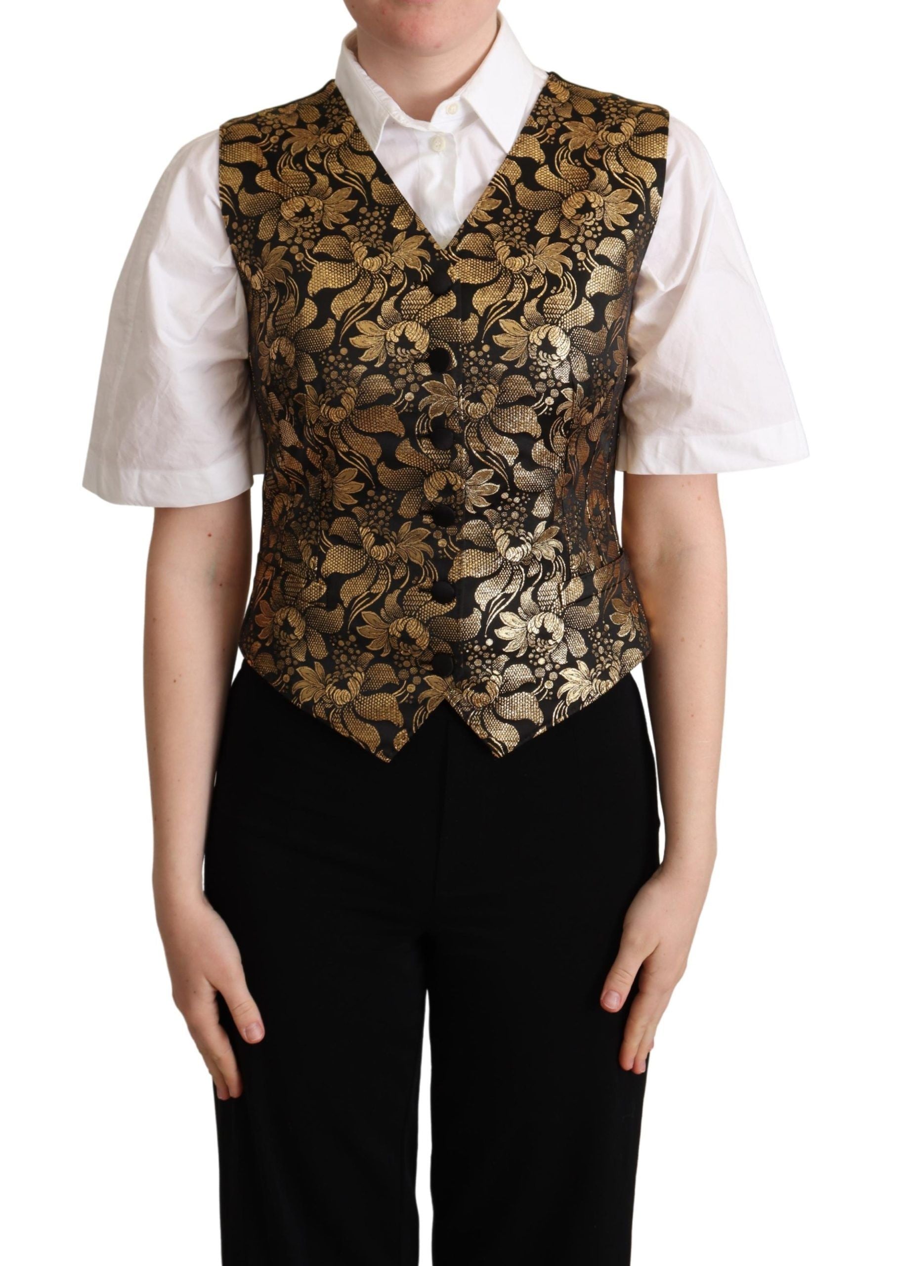 Elegant Black Jacquard Waistcoat