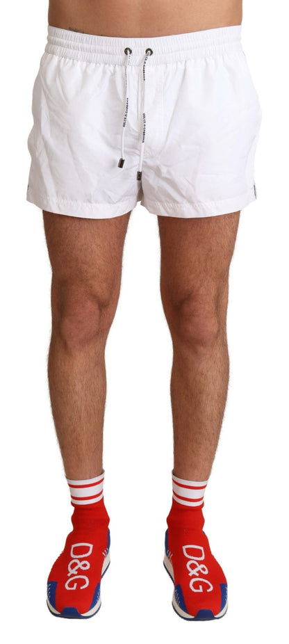 Elegant White KING Motive Swim Trunks