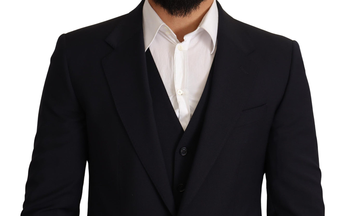 Elegant Dark Blue Wool Blend Martini Suit