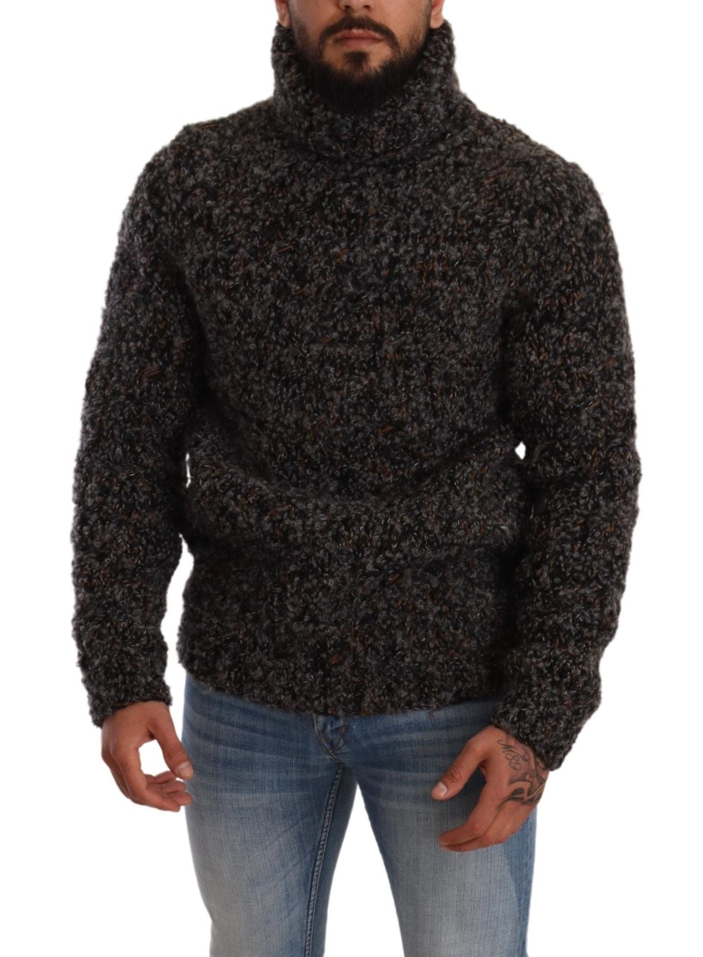 Elegant Speckled Turtleneck Wool-Blend Sweater