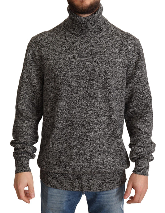 Elegant Gray Cashmere Turtleneck Sweater