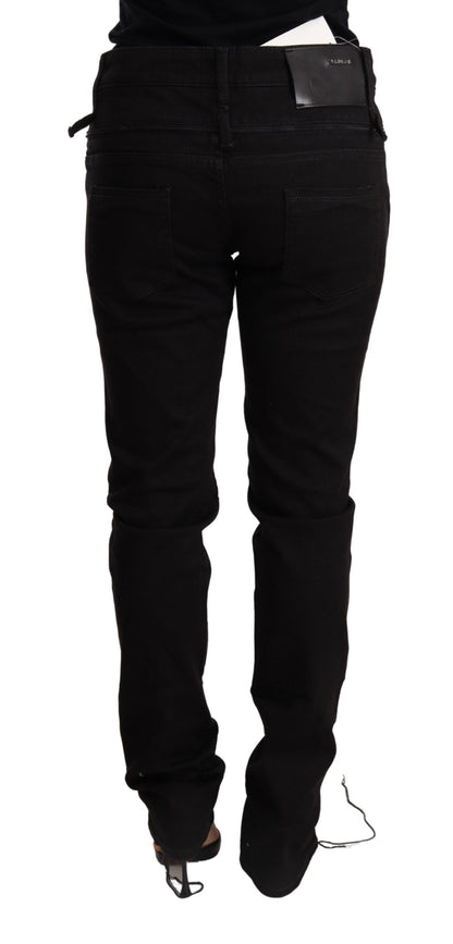 Chic Low Waist Skinny Black Denim