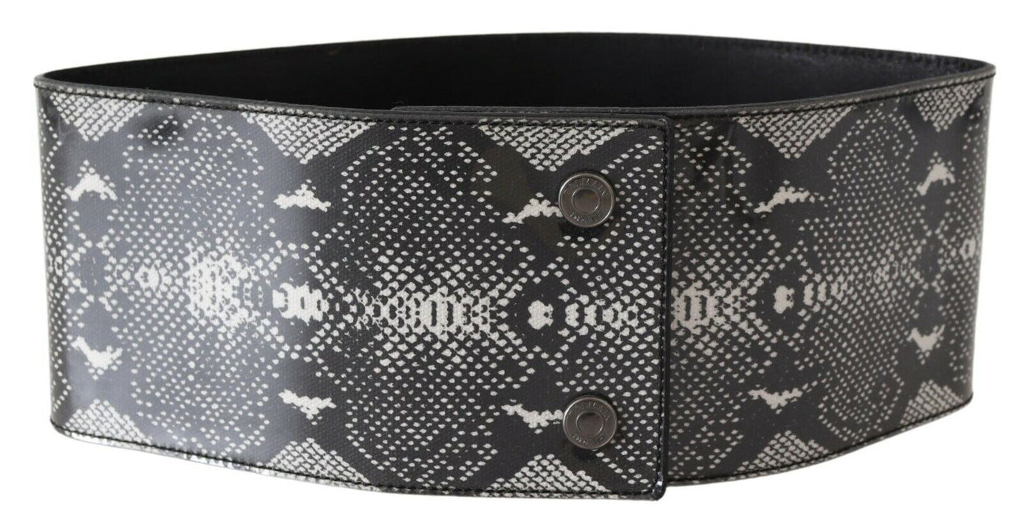 Classic Snakeskin Motif Leather Belt