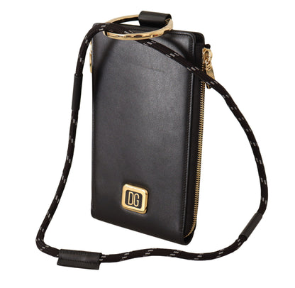 Elegant Black Leather Strapped Wallet