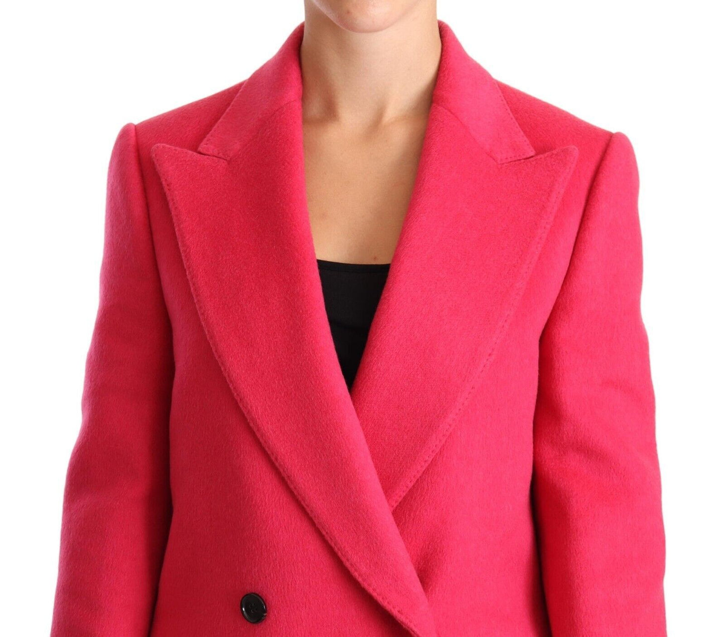 Elegant Pink Wool-Cashmere Coat