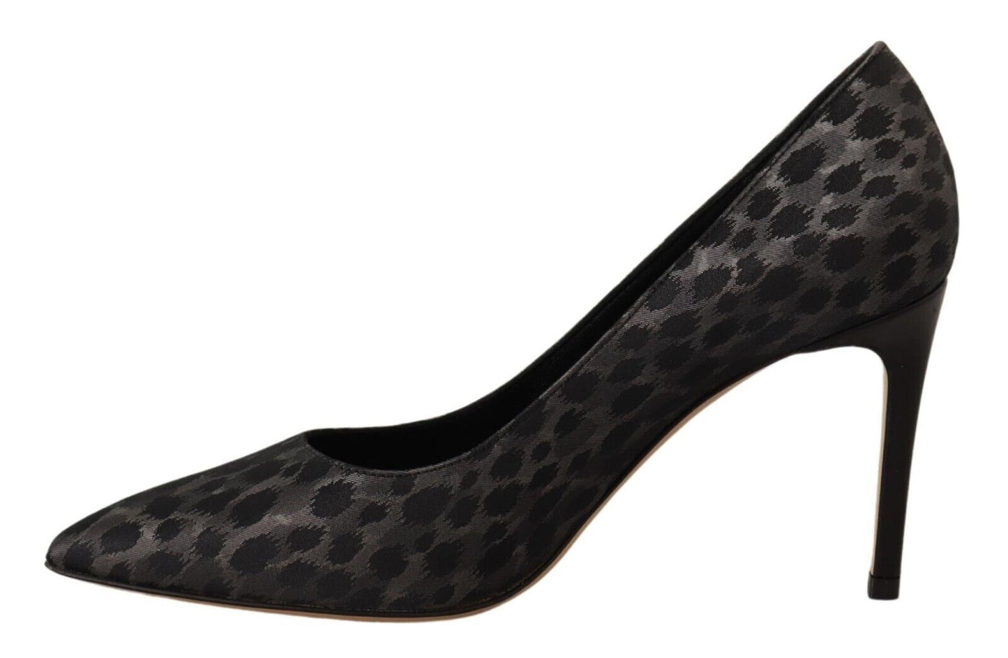 Elegant Black Leopard Print Leather Heels