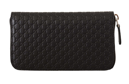 Elegant Black Leather Zip-Around Wallet