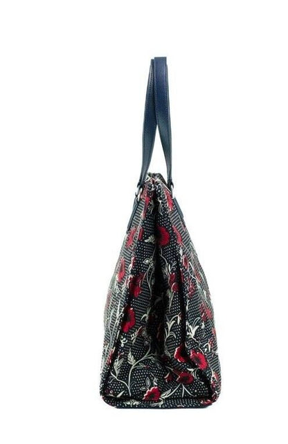 Medium Nylon Retro Batik Print Shoulder Tote Handbag