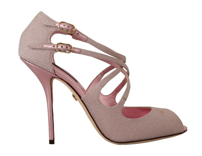 Pink Glitter Peep Toe High Heels Sandals