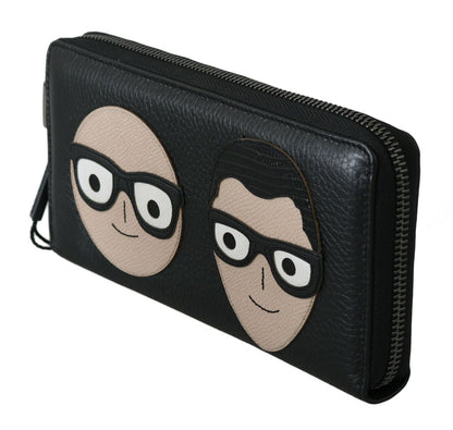 Elegant Black Leather Continental Wallet