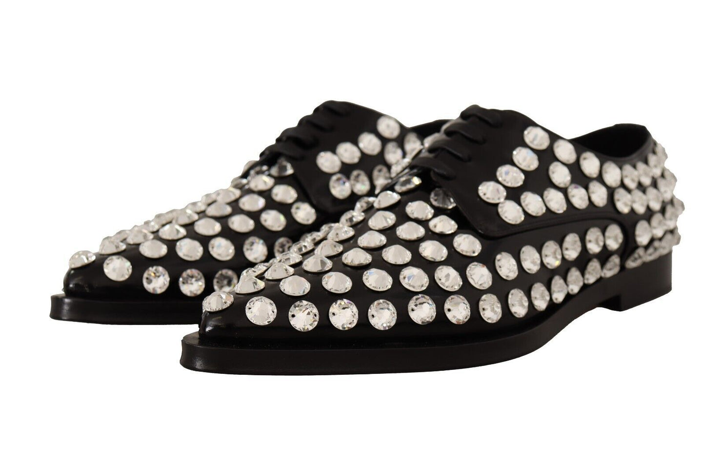 Crystal-Embellished Leather Formal Flats