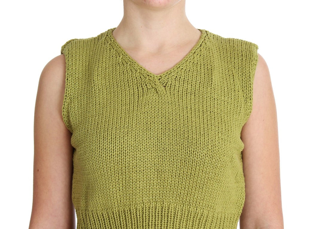 Elegant Green Sleeveless Vest Sweater