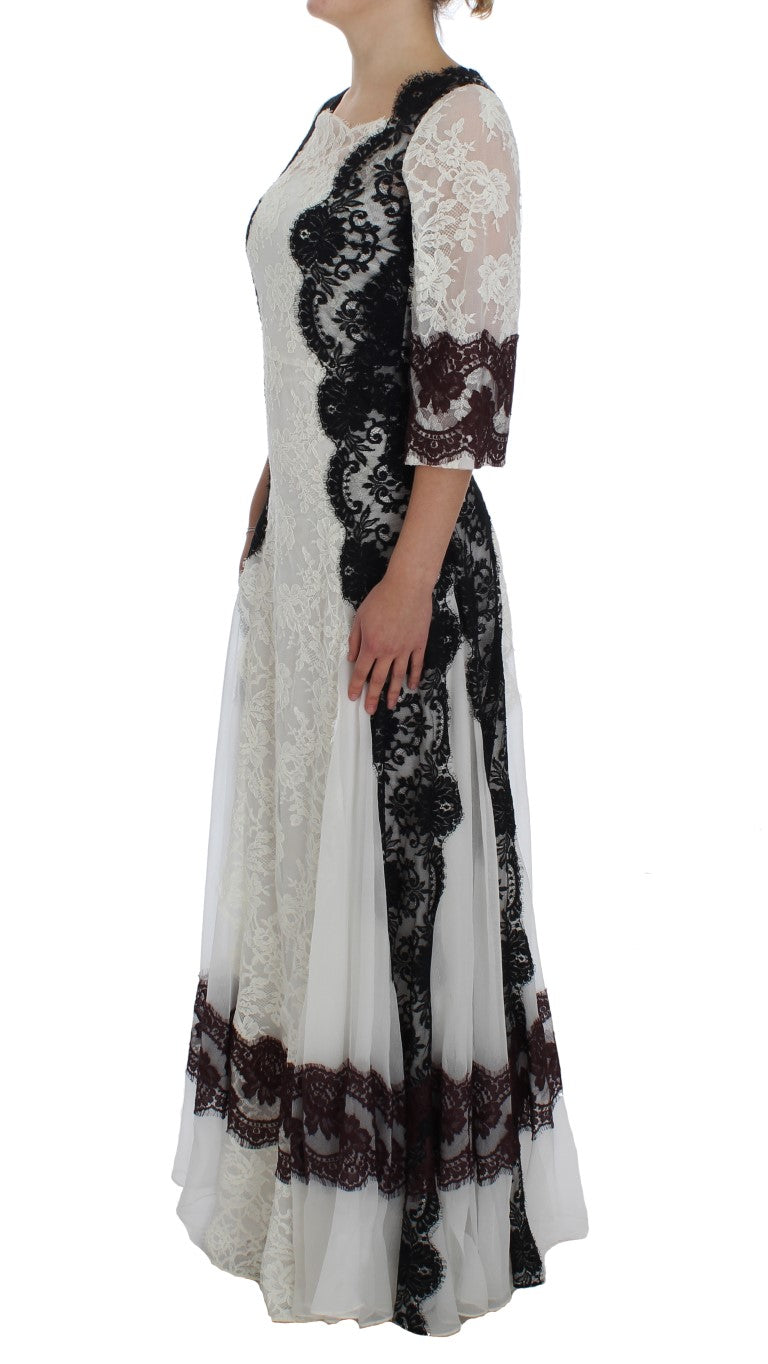 Dolce & Gabbana Floral Lace Silk Blend Maxi Dress